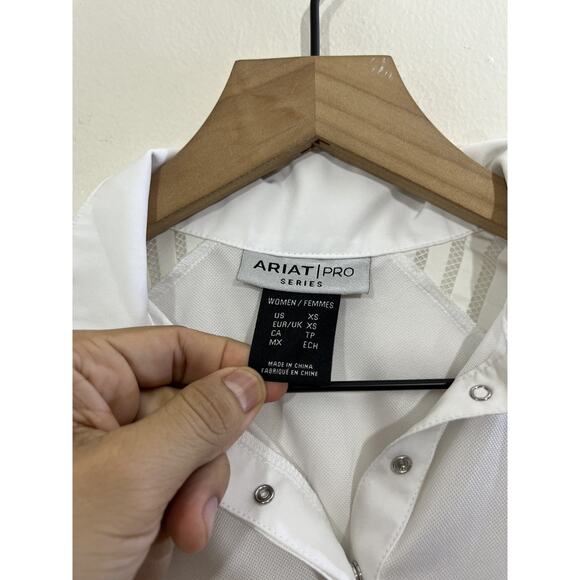 Ariat Pro Series Polo Shirt XS White Snap Collar Equestrian Western Athletic - Picture 4 of 15
